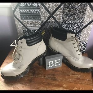 Dr martens air wair gray heeled work boots